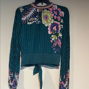 BL^NK London Floral Teal Long Sleeve Women's Top